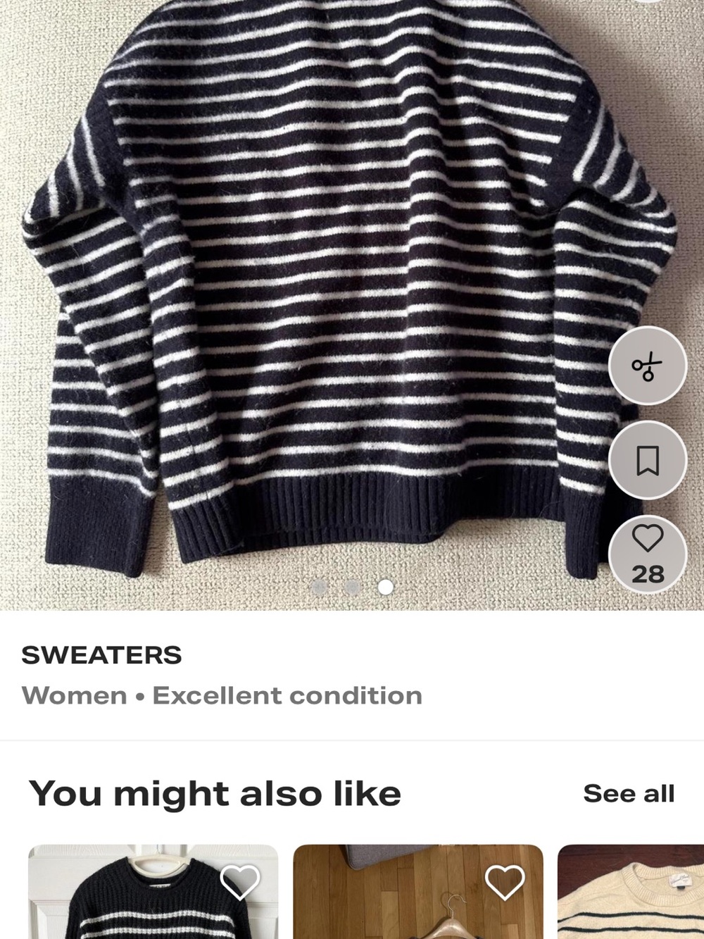 Alex Mill Navy and White Striped Crewneck Sweater